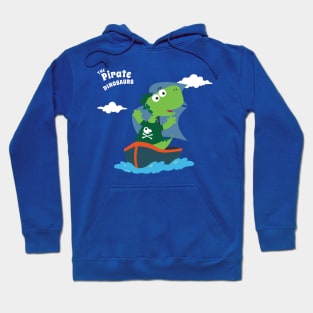 Vector illustration of dinosaur pirate on a ship at the sea Hoodie